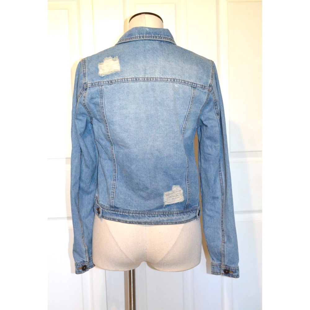 =====Highway Jeans Blue Distressed Denim Jean Crop Jacket‎ Women's Size M Nwt's - Picture 3 of 16